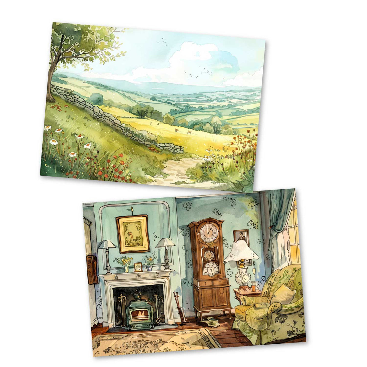 Der Wolf und die sieben jungen Geißlein Karten Set A6 (15 Cards) Illustriertes Märchen I von den Brüdern Grimm im Original I Vintage Karten