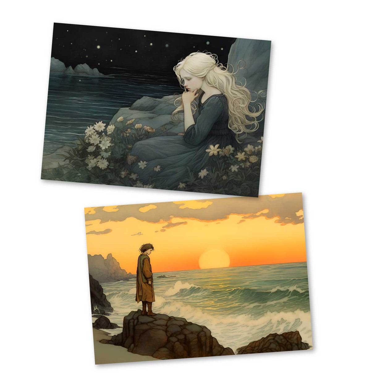 Die kleine Meerjungfrau Karten Set A6 (15 Cards) Illustrierte Märchen im Jugendstil I von H.C. Andersen im Original als kunstvolles Set