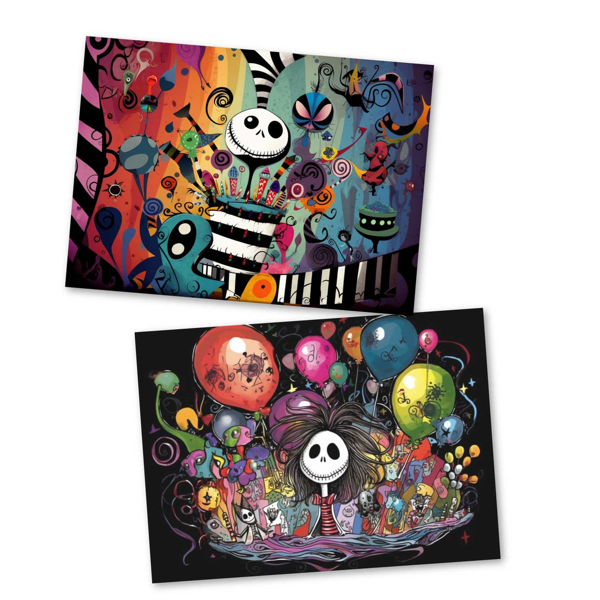 Schaurig schöne Geburtstags Grußkarten Set (15 Karten) | Kunstvolle grusselige Karten zum Geburtstag | Grußbotschaft im Tim Burton Style