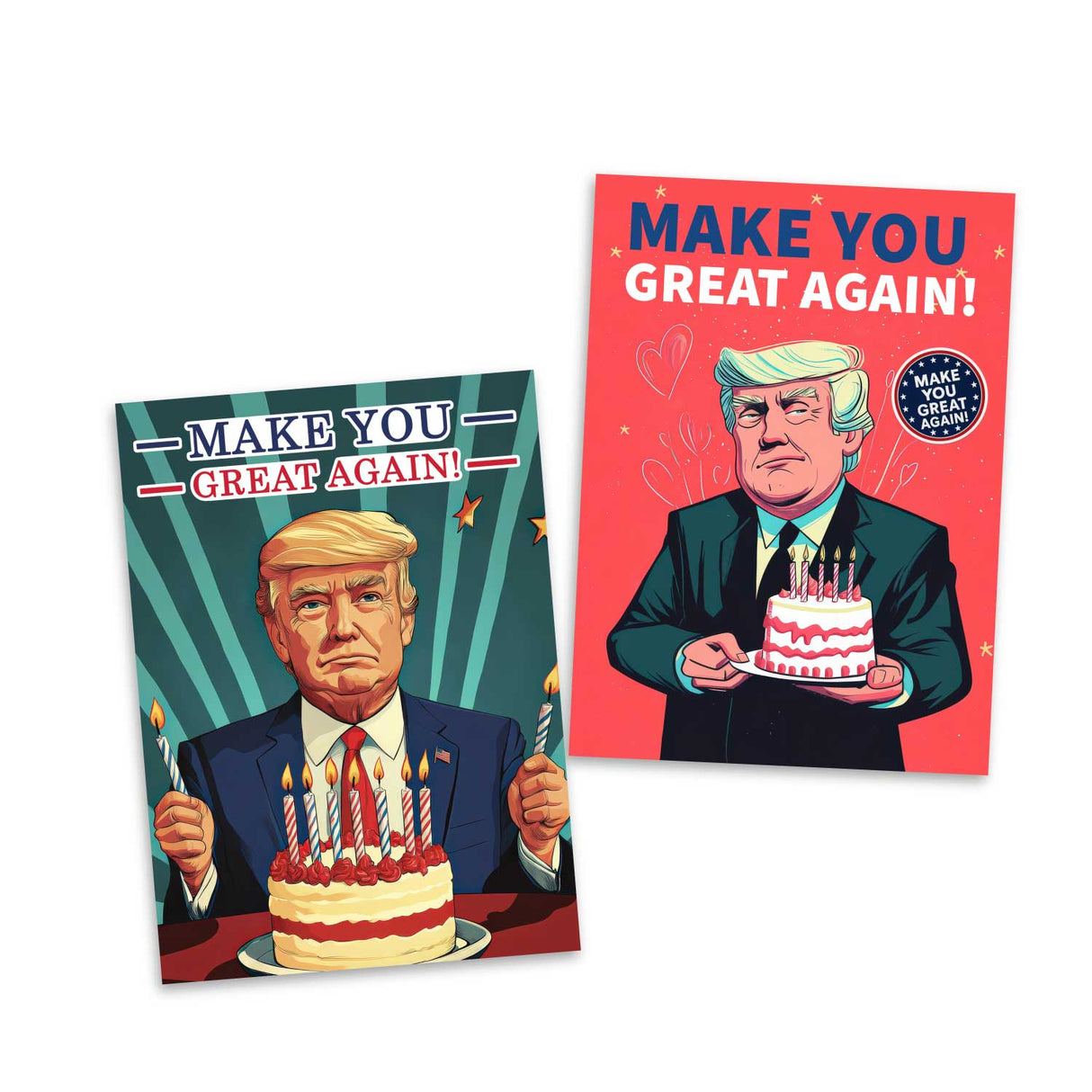 8 Lustige Trump-Geburtstagskarte – 'Make You Great Again' – Humorvolle Karten | Postkarte oder Klappkarte | Illustration