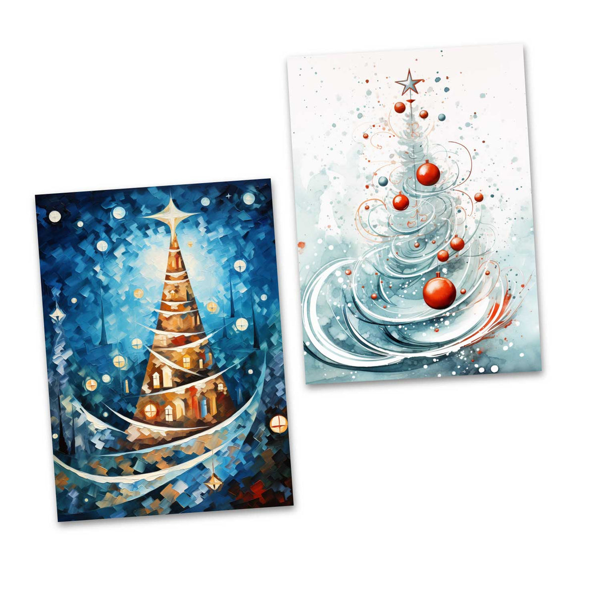 Weihnachten Grußkarten Set V3 (10 Karten) | Kunstvolle Weihnachts Karten | Geschenk | Karte mit Grußbotschaft | Postkarte oder Klappkarte