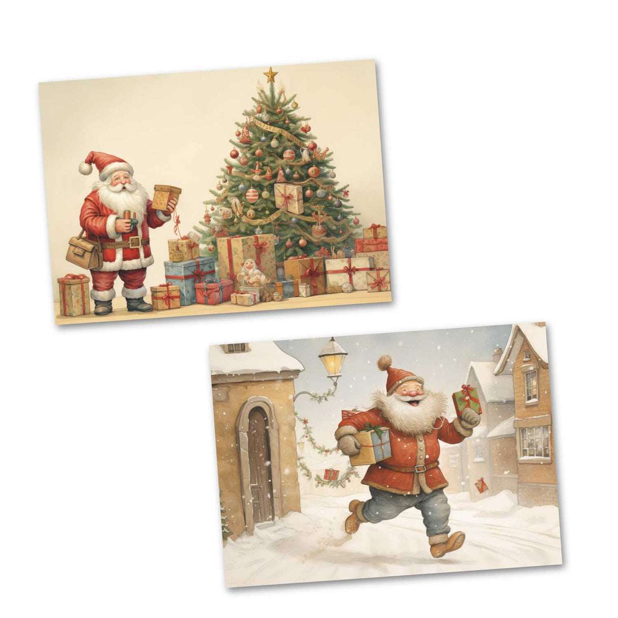 Weihnachten Kinder und Santa Karten Set (10 Karten) | Märchenhafte Weihnachten | Geschenk | kinderbuch Zeichnungen Santa Clause Weihnachten