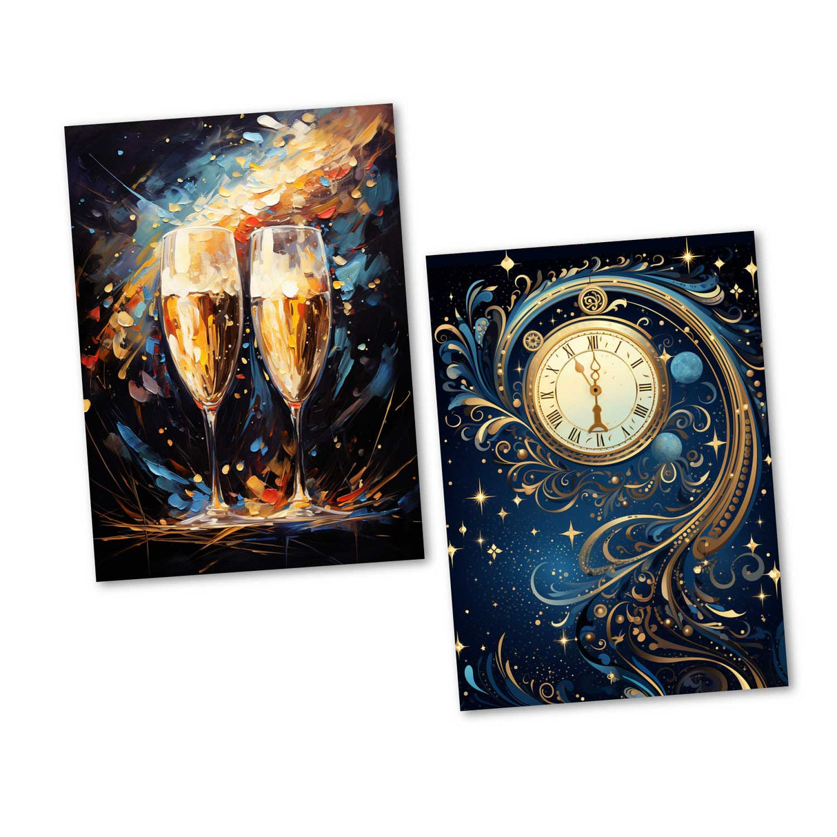 New Year greeting card set V2 (10 cards) | Happy New Year cards | poison | card with greeting message | postcard or folded card