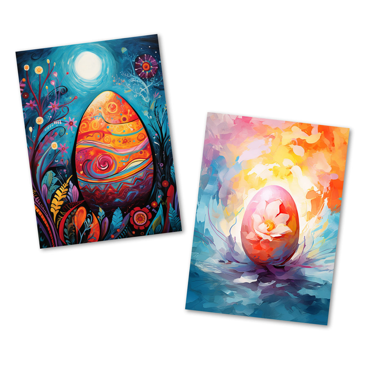 Ostereier Grußkarten Set V3 (10 Karten) | Kunstvolle Oster Karten | Geschenk | Karte mit Grußbotschaft | Postkarte oder Klappkarte