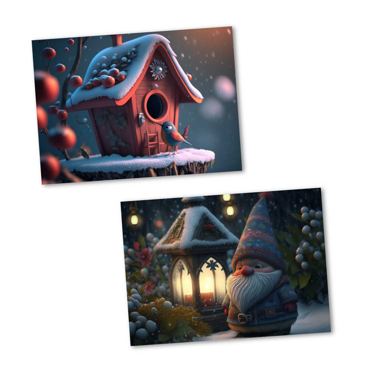 Winter card set - gift cards for children in a set (10 cards) | Pixar Style Christmas Cards | poison | Folded card or postcards (VOL2)