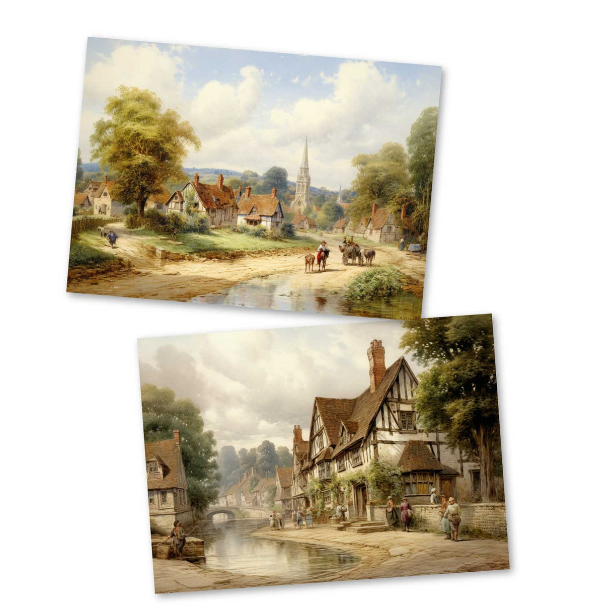 Sterntaler Karten Set A6 (15 Cards) Illustrierte Märchen im Biedermeier Stil I von den Brüdern Gimm im Original als kunstvolles Set