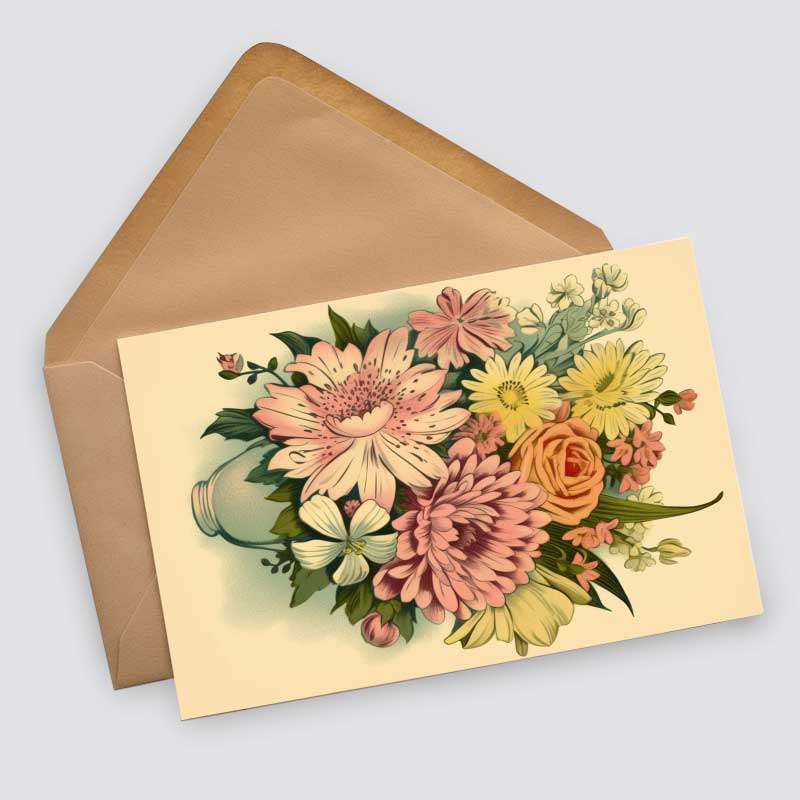 Frühling: Postkarten A6 Set (10 Cards) Vintage Illustration Blumen Grußkarten I Neutrale Grußkarten mit Blumensträußen