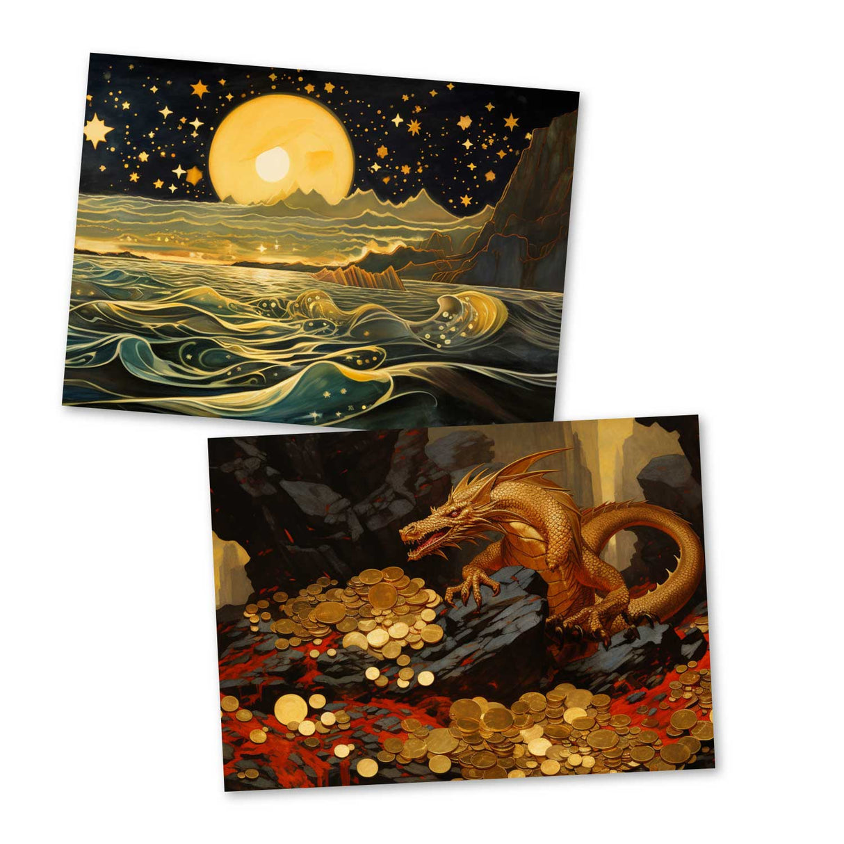 Das Rheingold - Der Ring der Nibelungen Karten Set A6 (15 Cards) klassisch Illustrierte Legende I Rheingold I kunstvolles Set