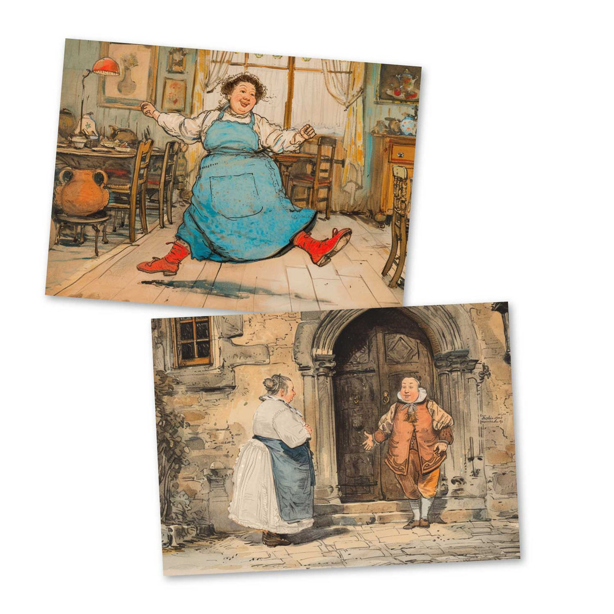 Die kluge Gretel Karten Set A6 (15 Cards) Illustriertes Märchen I von den Gebrüdern Grimm im Original I humorvolle Vintage Karten