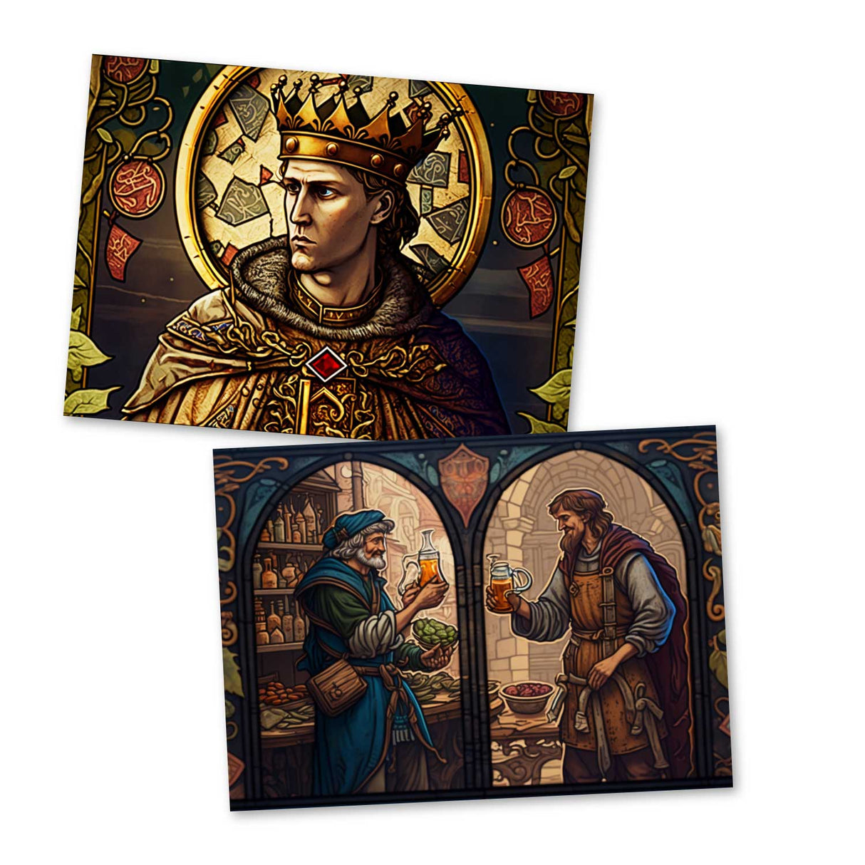 Rumpelstilzchen Karten Set A6 (15 Cards) Illustrierte Märchen Stained Glass I von den Gebrüdern Grimm im Original als kunstvolles Set