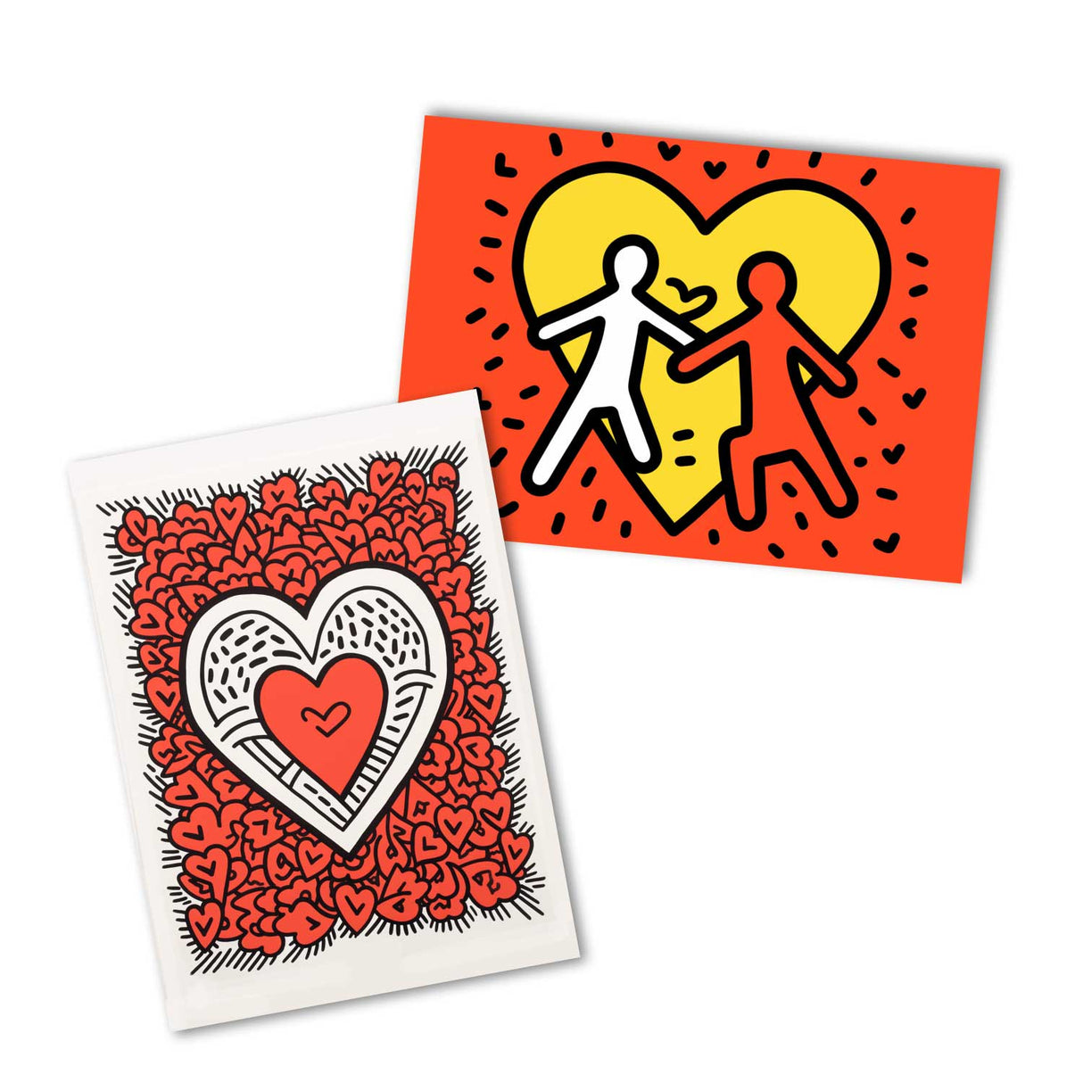 Valentinskarten Liebe Postkarten A6 Set (10 Cards) Keith Haring Style I Karten für Liebesbotschaften