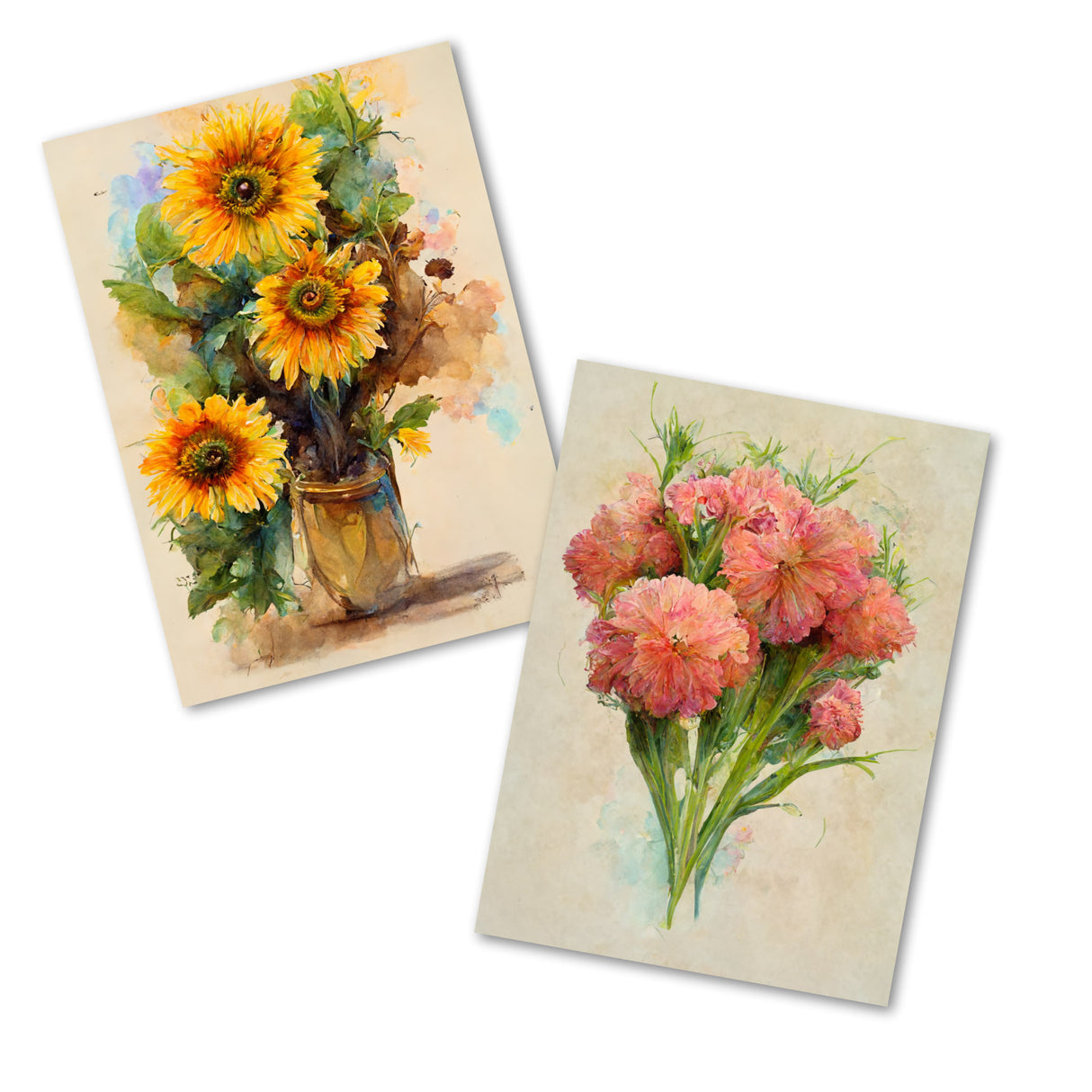Postkarten A6 Set (10 Cards) Vintage Blumengruß Edition I digital Painting I Neutrale Grußkarten mit Blumen Bouquet Aquarellzeichnung