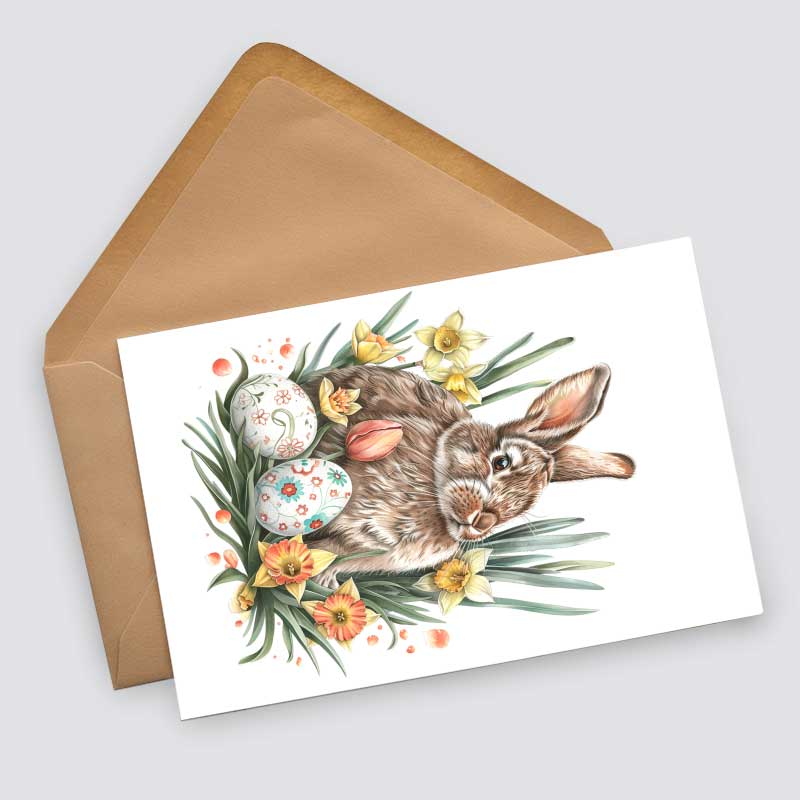 Easter Greeting Cards Set (10 Cards) | Easter bunnies, chicks, tulips and flowers | poison | wall decoration | Postcards, folding cards set V2