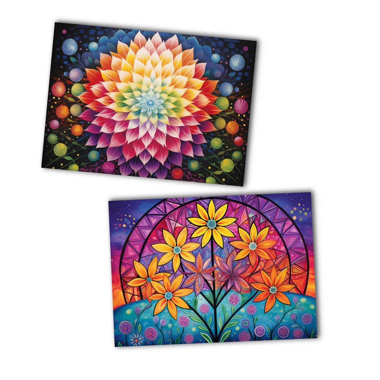 Colorful Flower of Life Card Set (10 cards) | Flower of Life | Poison | Wall Decoration | Image Deco Spiritual | decoration