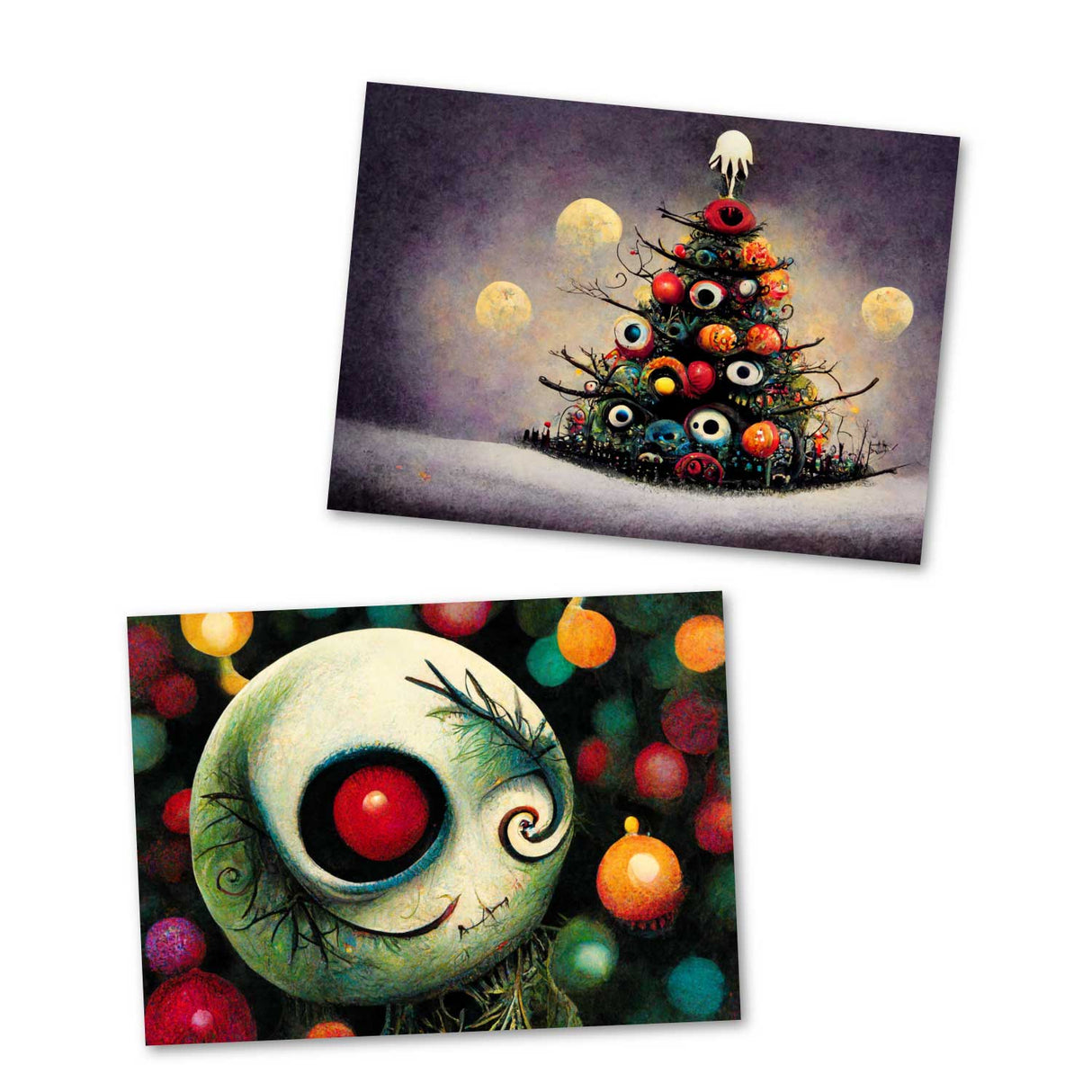 Schaurig schöne Weihnachten Grußkarten Set (10 Karten) | Kunstvolle grusselige Weihnachtskarten | Karte mit Grußbotschaft | Tim Burton Style