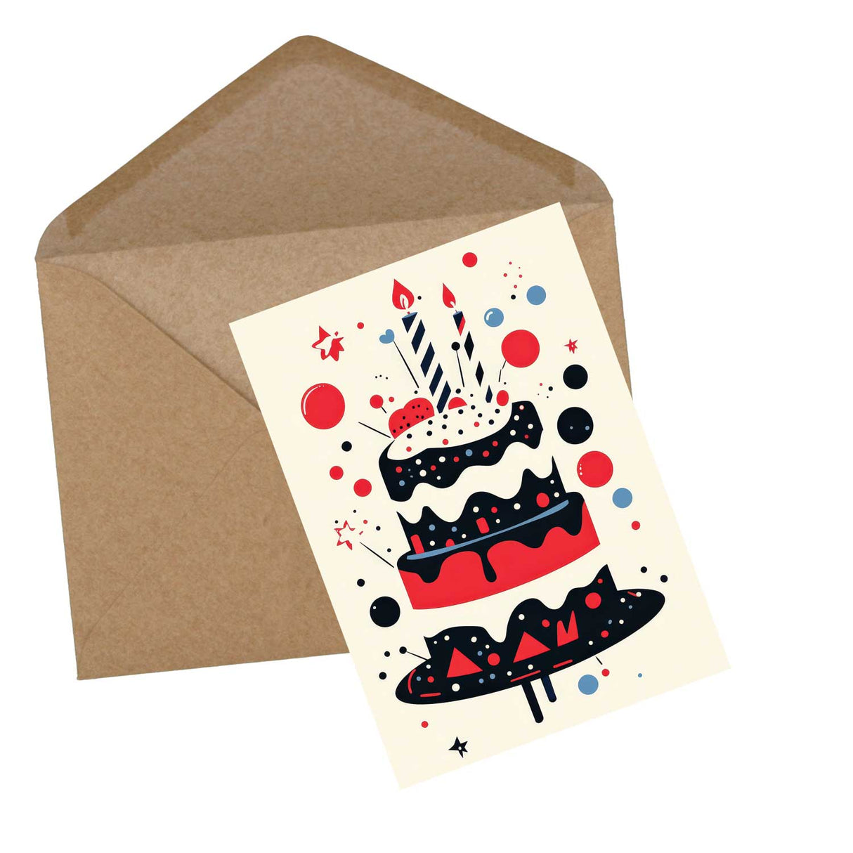 Retro Geburtstagskarten Set – 12 moderne Designs mit Torten Party-Design – Klappkarten oder Postkarten im Mid-Century Look