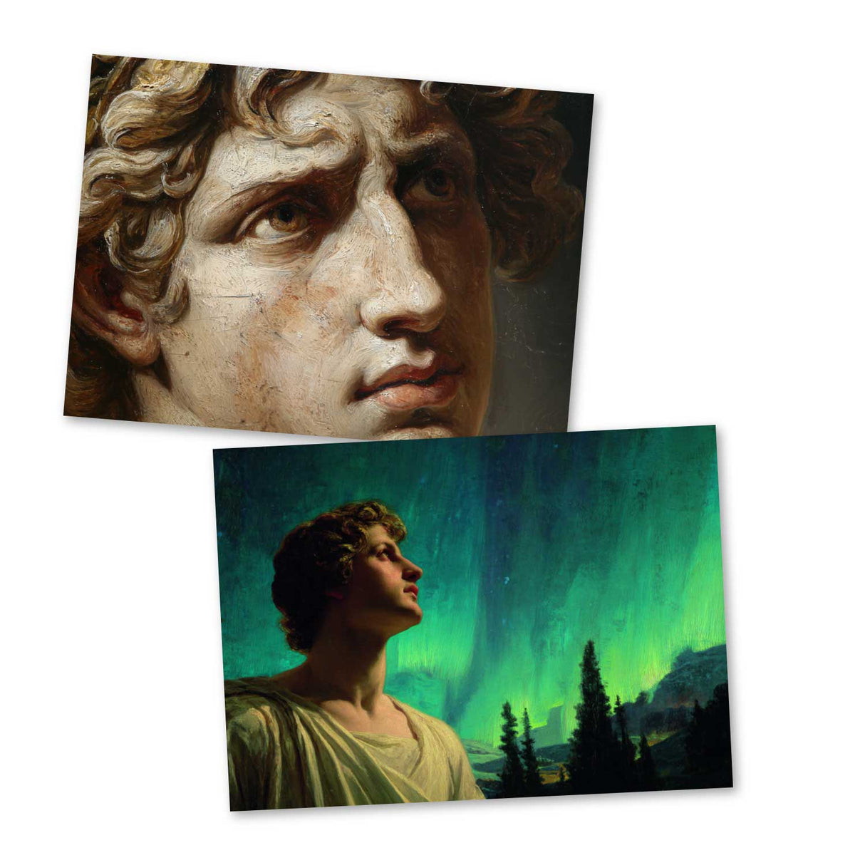 Apollon Postkarten Set – 16 mythische Kunstkarten inspiriert von der griechischen Mythologie – Wahlweise Post- oder Klappkarten, A6