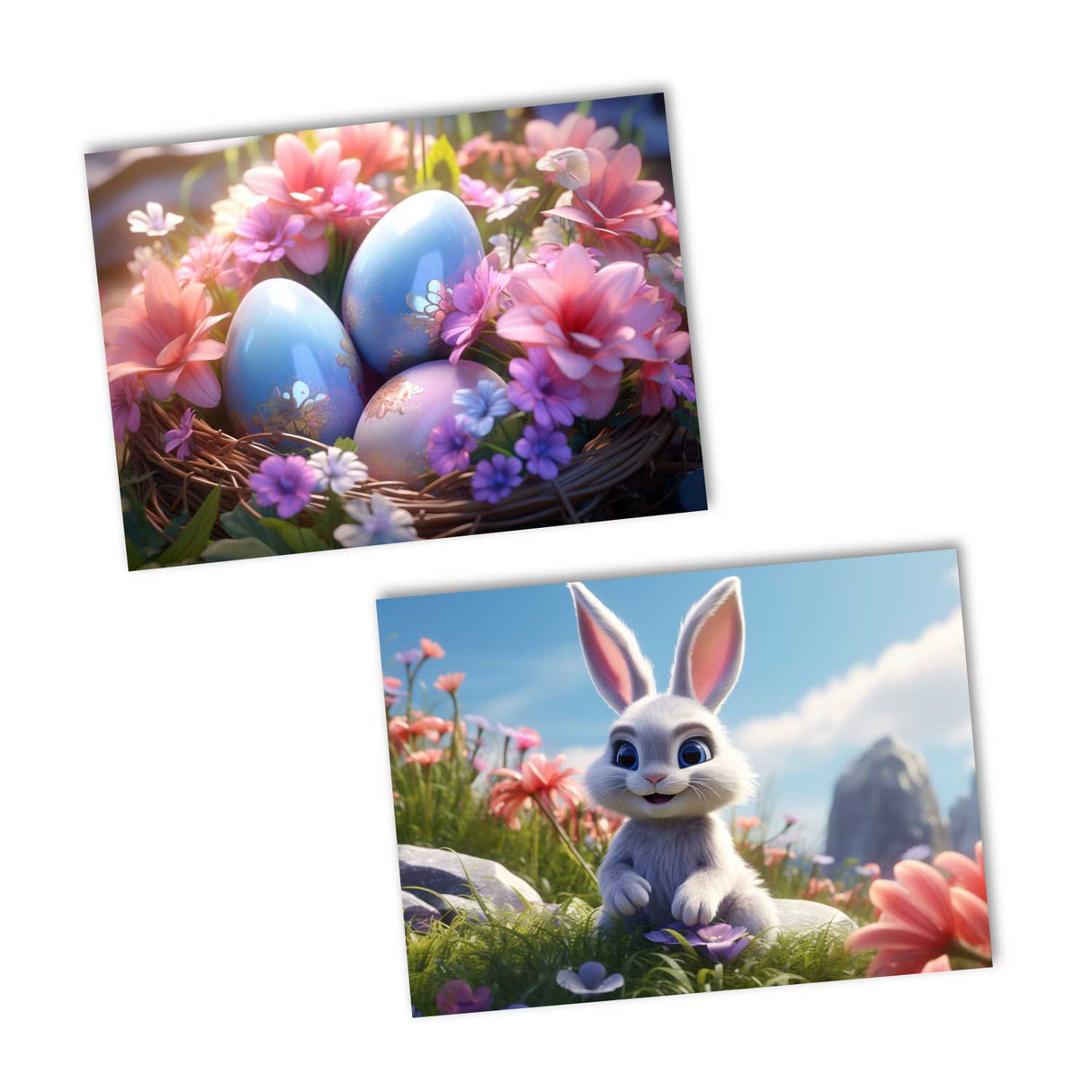 Oster Grußkarten Set (10 Karten) | Kunstvolle Osterkarten | Geschenk | Karte mit Grußbotschaft | Postkarte | Osterfest VOL2 CGI