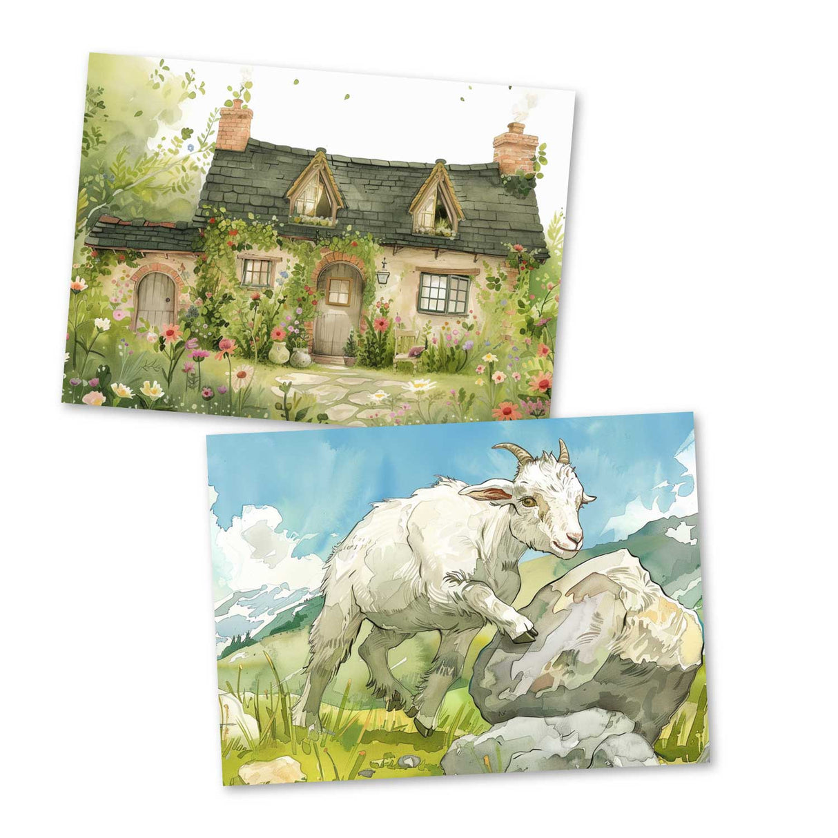 Der Wolf und die sieben jungen Geißlein Karten Set A6 (15 Cards) Illustriertes Märchen I von den Brüdern Grimm im Original I Vintage Karten