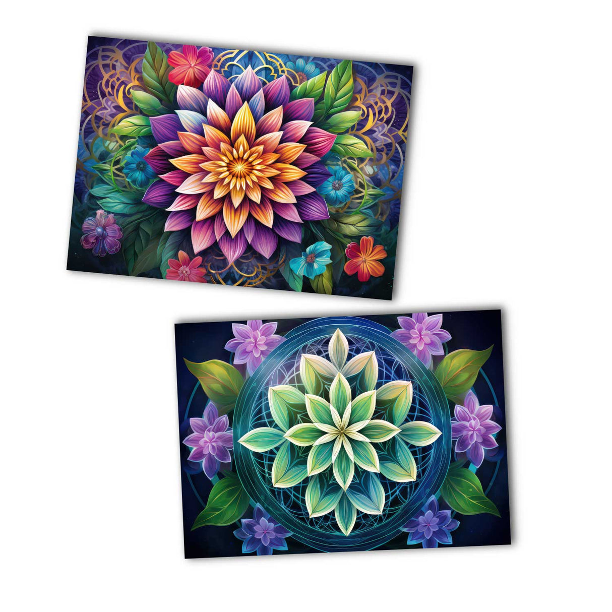 Colorful Flower of Life Card Set (10 cards) | Flower of Life | Poison | Wall Decoration | Image Deco Spiritual | decoration