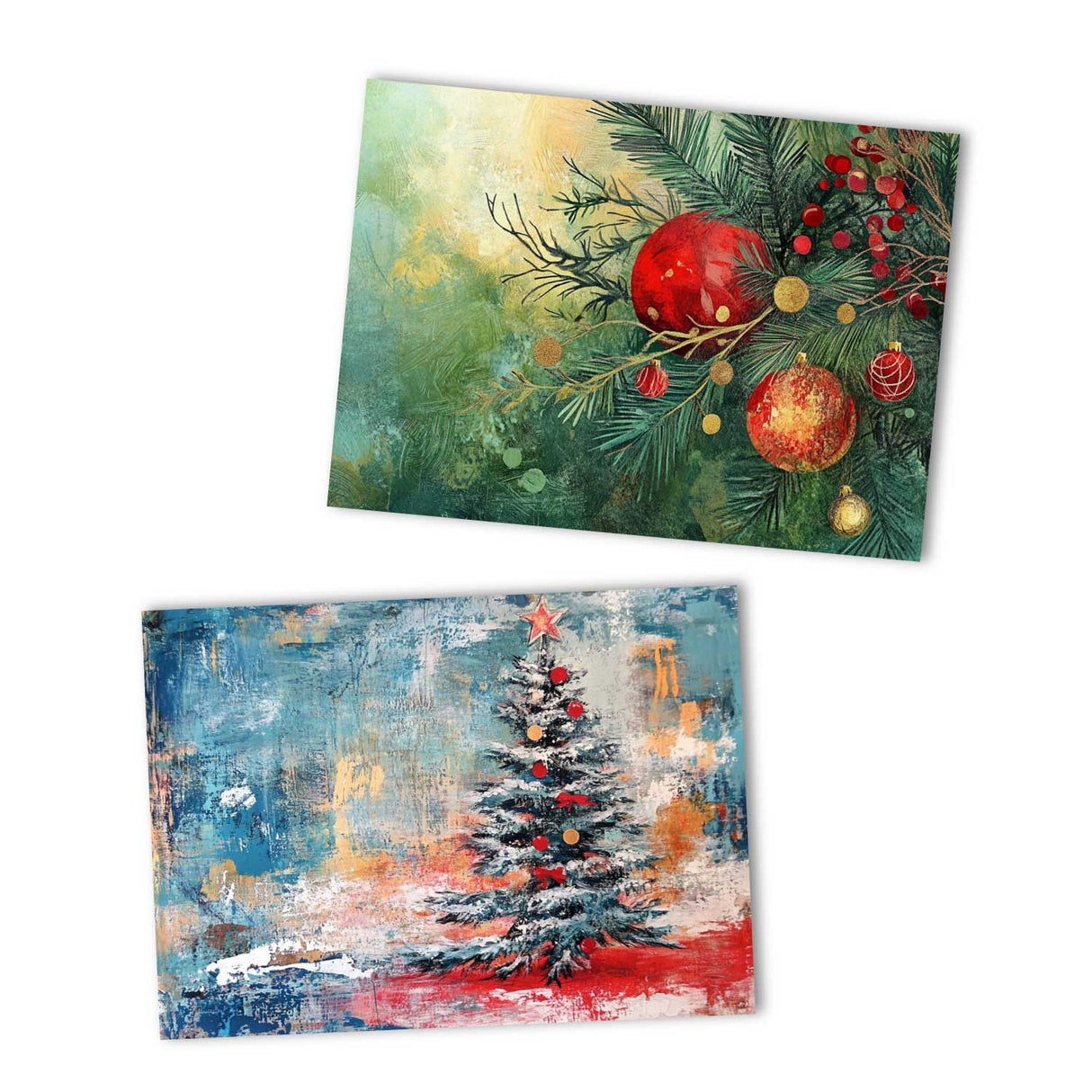 Weihnachten Grußkarten Set V3 (10 Karten) | Kunstvolle Weihnachts Karten | Geschenk | Karte mit Grußbotschaft | Postkarte oder Klappkarte