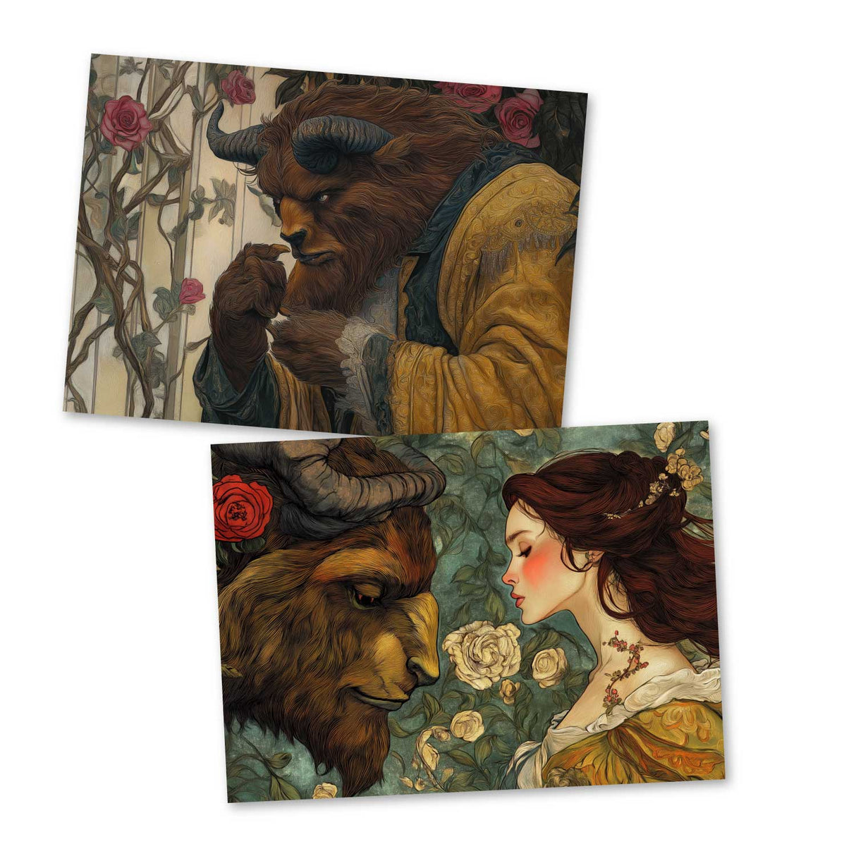 Die Schöne und das Biest Set A6 (15 Cards) kunstvoll Illustrierte Märchen  I im Original als kunstvolles Set