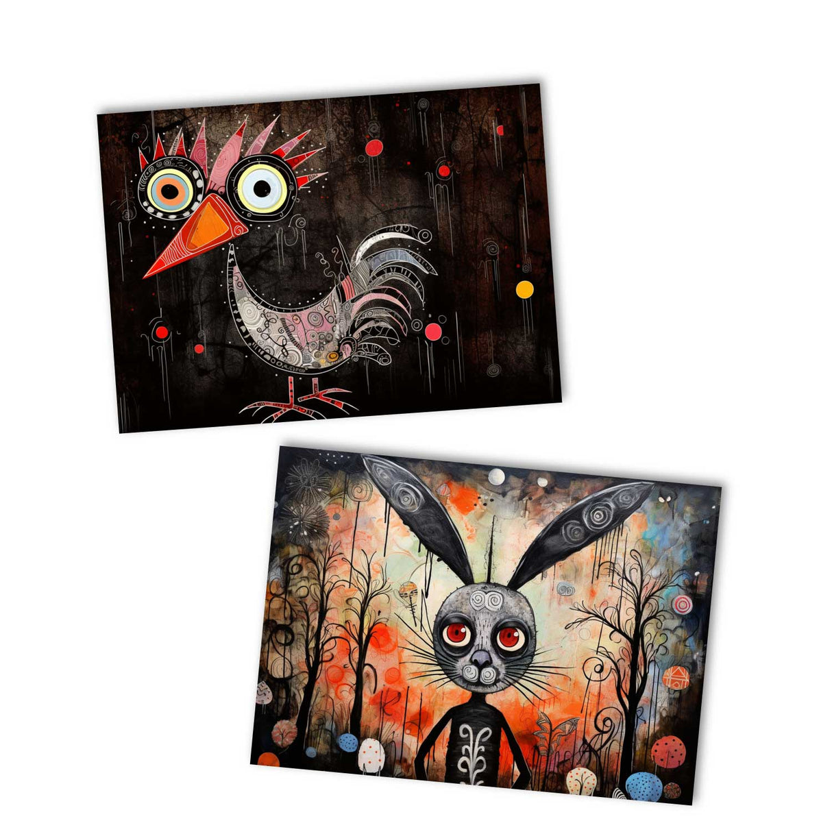 Ostern: Schaurig schöne Oster Grußkarten Set (10 Karten) | Kunstvolle grusselige Osterkarten | Karte mit Grußbotschaft | Tim Burton Style