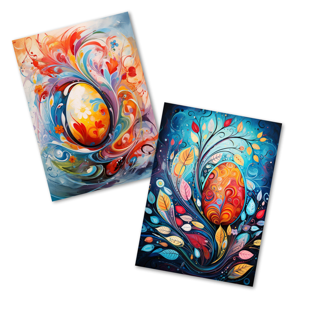 Ostereier Grußkarten Set V3 (10 Karten) | Kunstvolle Oster Karten | Geschenk | Karte mit Grußbotschaft | Postkarte oder Klappkarte