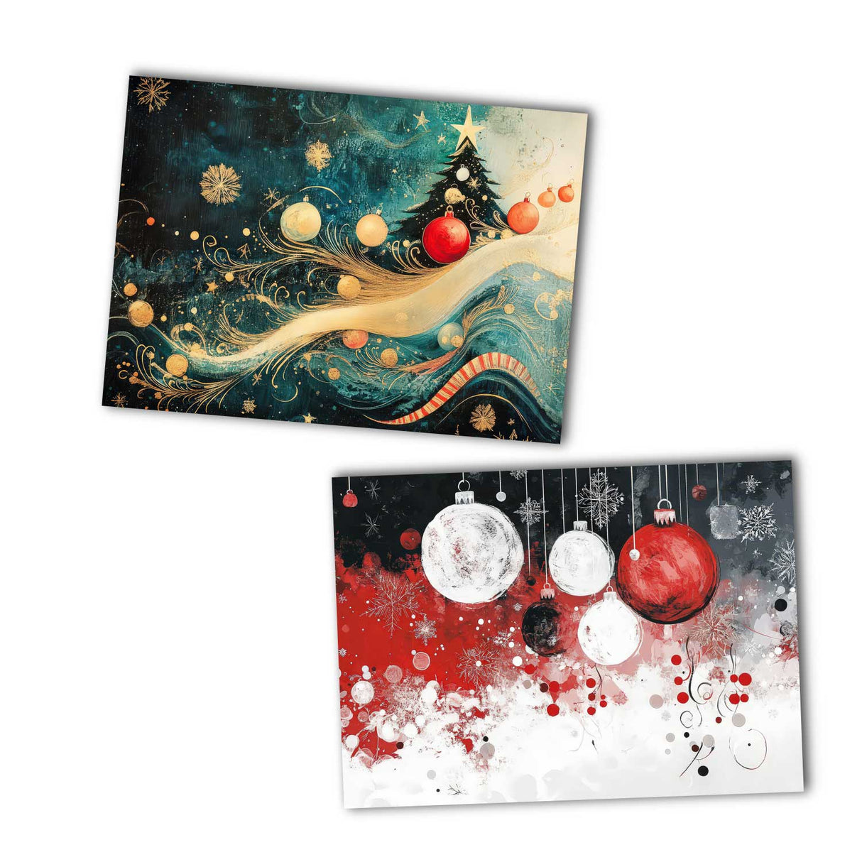 Weihnachten Grußkarten Set V4 (10 Karten) | Kunstvolle Weihnachts Karten | Geschenk | Karte mit Grußbotschaft | Postkarte oder Klappkarte (Kopie)