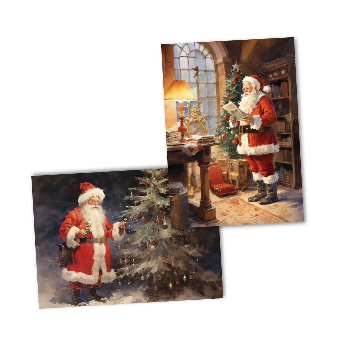 Santa Clause V2- Weihnachtskarten (10 Karten) | Vintage Weihnachten | Geschenk | Aquarellzeichnung Nikolaus I Postkarte Klappkarte