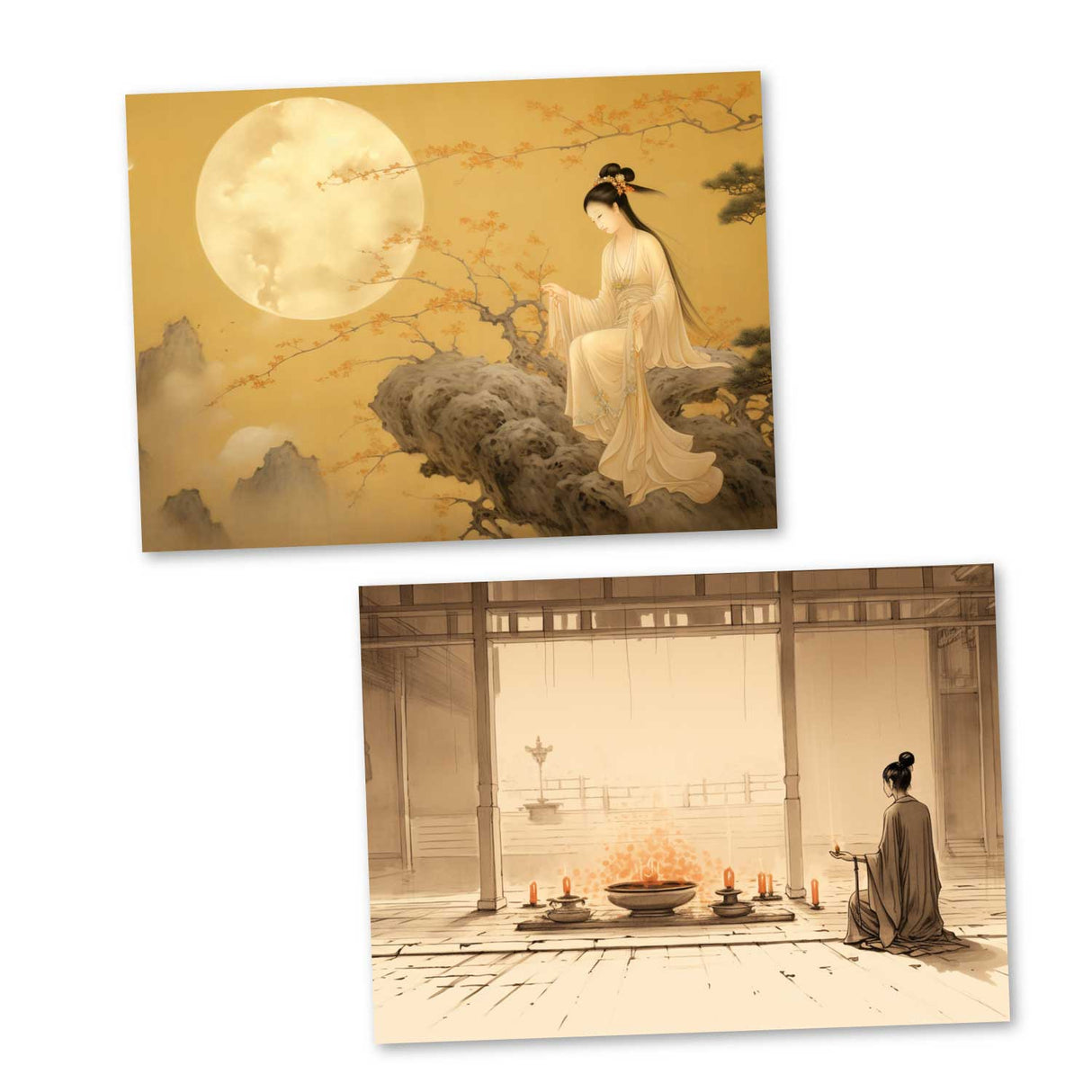 Die Legende der Mondprinzessin Karten Set A6 (15 Cards) japanisches Illustriertes Märchen I Taketori Monogatari I als kunstvolles Set