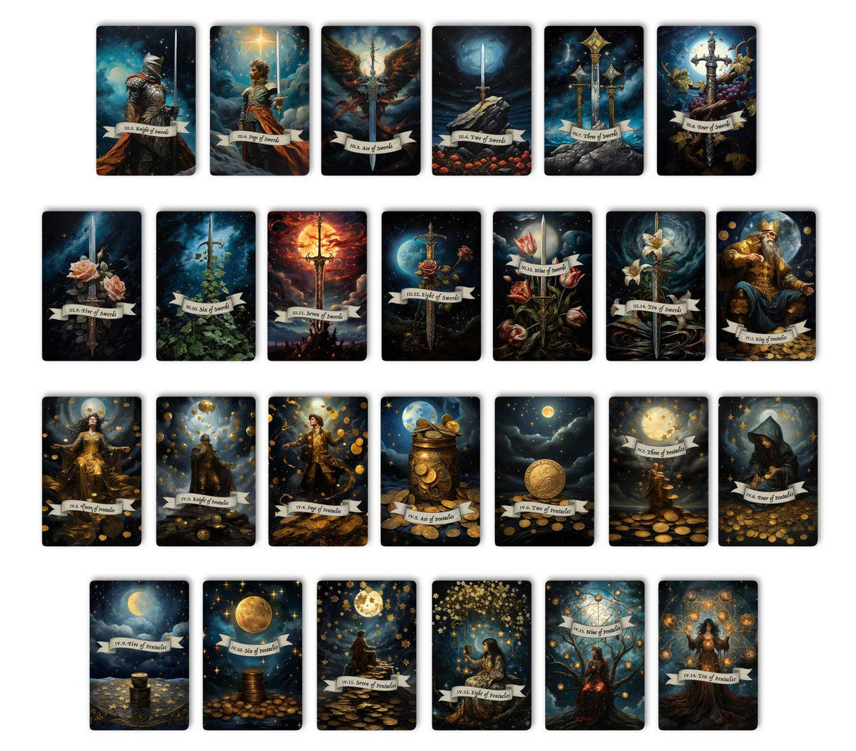 Sternen Tarotkarten im Set (78 Karten) | Tarot Deck mit 78 Tarot Karten in drei größen | deutsch und englisch erhältlich | matt farbdruck