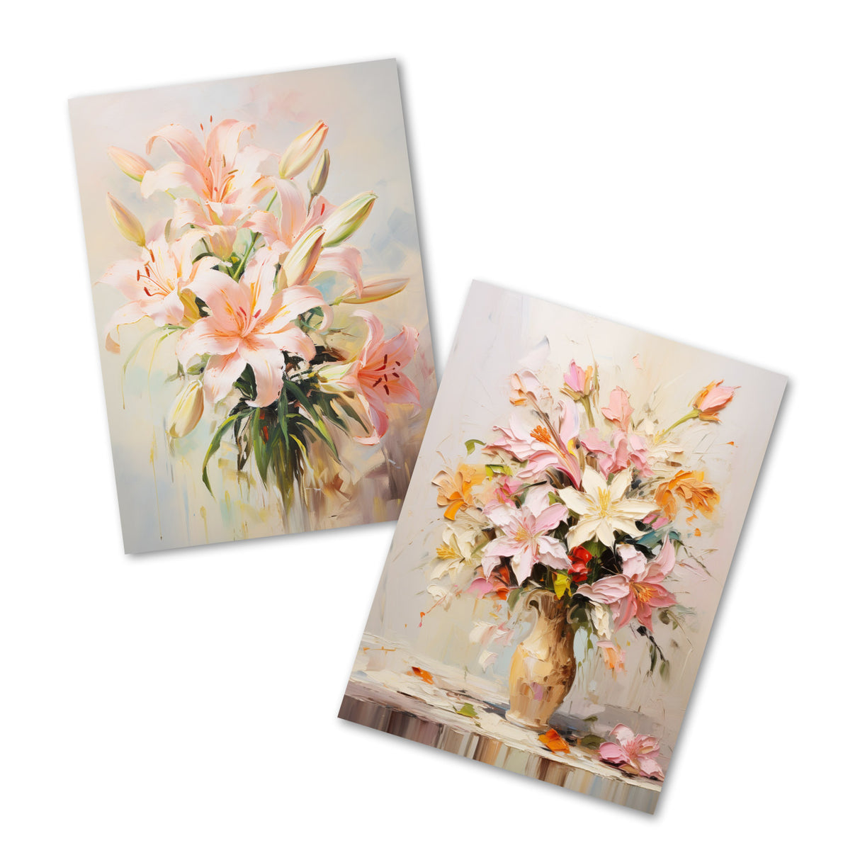 Blumen Postkarten A6 Set (10 Cards) Blumensträuße Ölgemalt Reprint I digital Painting I Neutrale Grusskarten mit Blumenstrauss