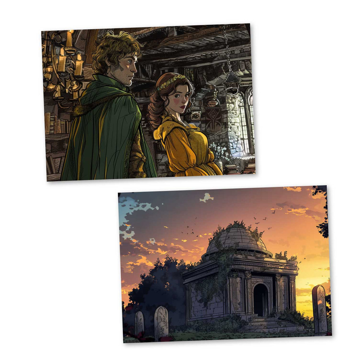 Des Hexers haariges Herz Karten Set A6 (15 Cards) Illustriertes Harry Potter Märchen von Beedle dem Barden I Fantasy Postkarten