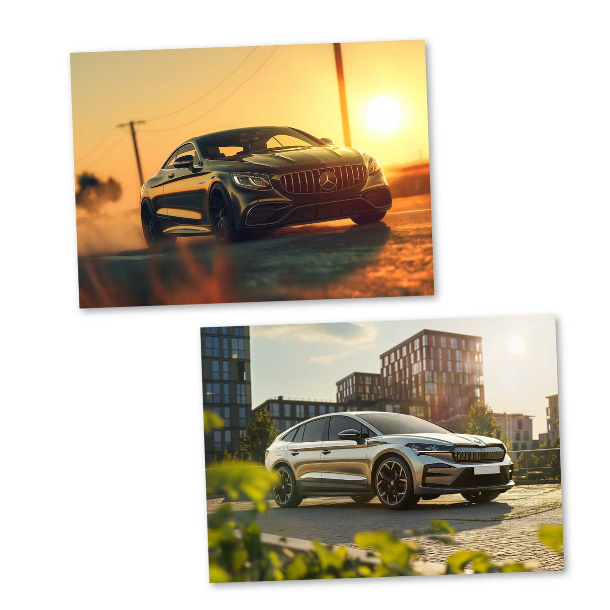 Die schönsten Autos als Grußkarten im Set VOL 2 (15 Karten) | Kunstvolle Motivkarten Autos | Cars, Mercedes, Ford,