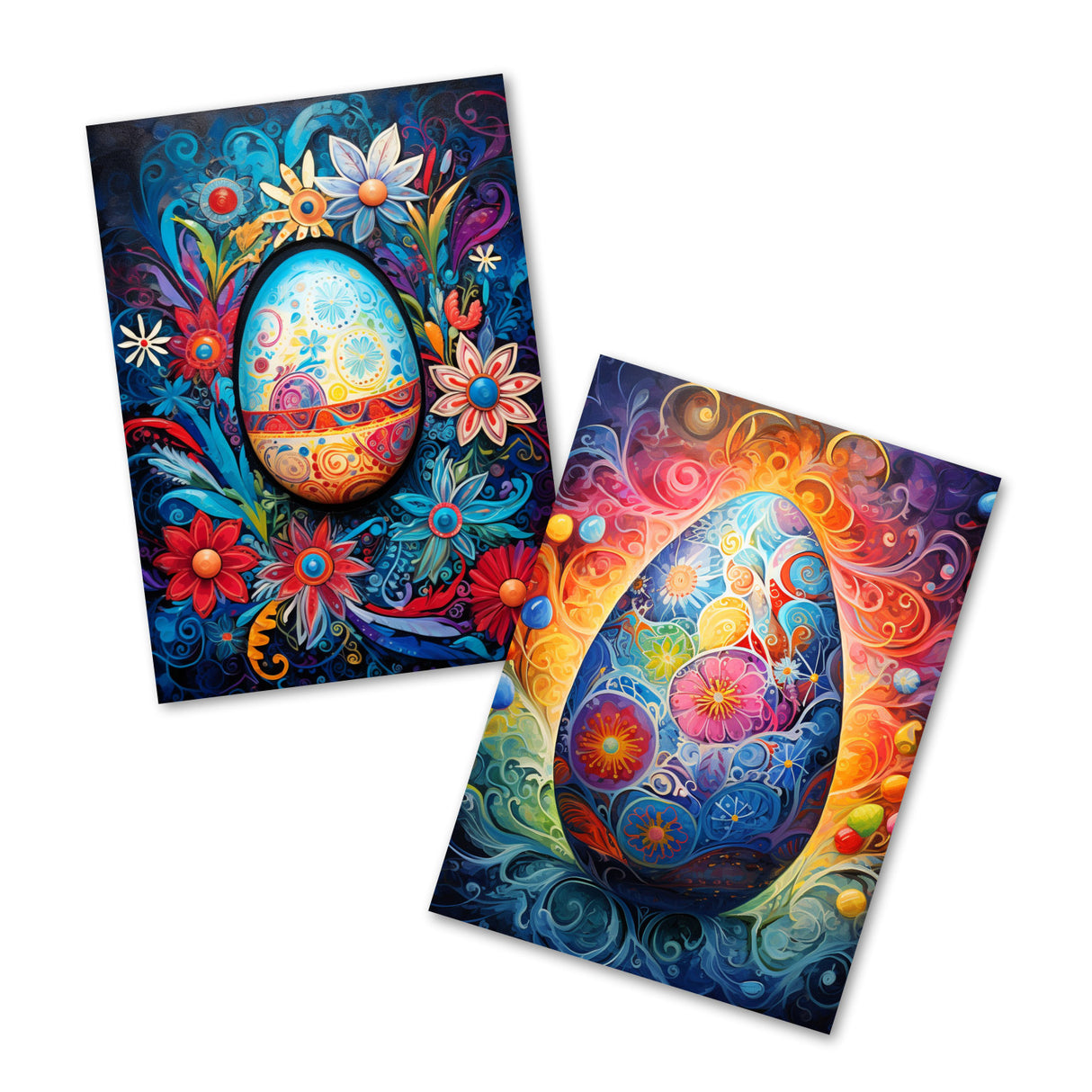 Ostereier Grußkarten Set V3 (10 Karten) | Kunstvolle Oster Karten | Geschenk | Karte mit Grußbotschaft | Postkarte oder Klappkarte