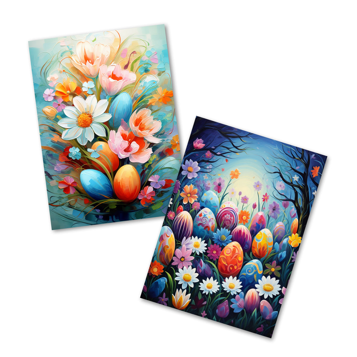 Oster Grußkarten Set V2 (10 Karten) | Kunstvolle Oster Karten | Geschenk | Karte mit Grußbotschaft | Postkarte oder Klappkarte