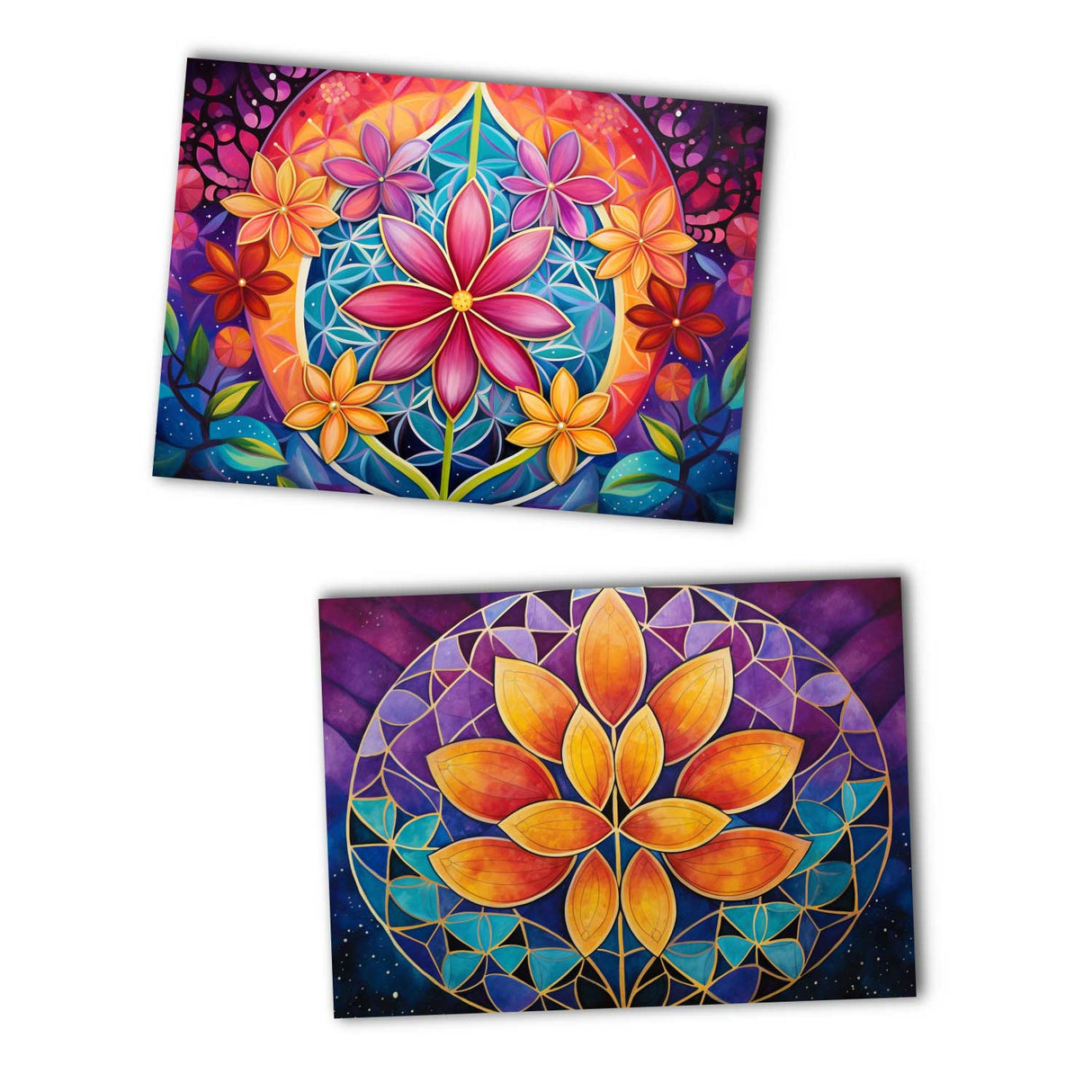 Colorful Flower of Life Card Set (10 cards) | Flower of Life | Poison | Wall Decoration | Image Deco Spiritual | decoration