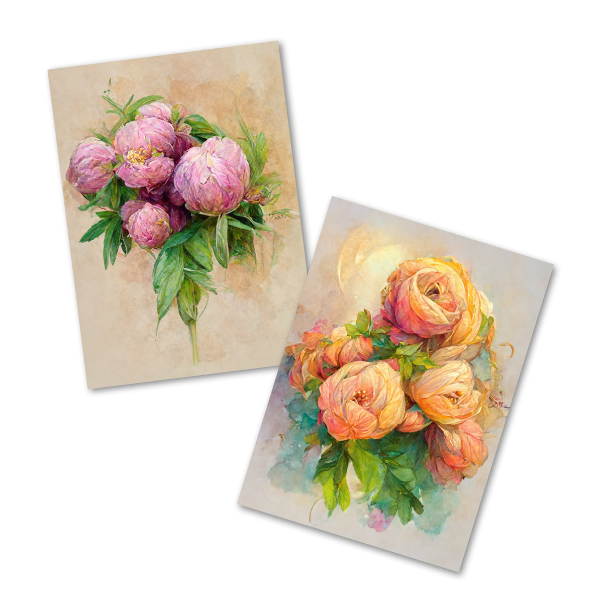 Postkarten A6 Set (10 Cards) Vintage Blumengruß Edition I digital Painting I Neutrale Grußkarten mit Blumen Bouquet Aquarellzeichnung