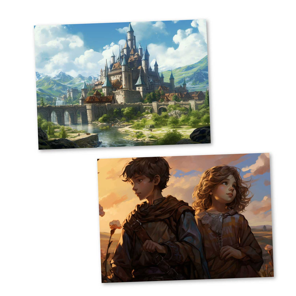 Brüderchen und Schwesterchen Karten Set A6 (15 Cards) Illustrierte Märchen Stained Glass I Gebrüdern Grimm im Original als kunstvolles Set