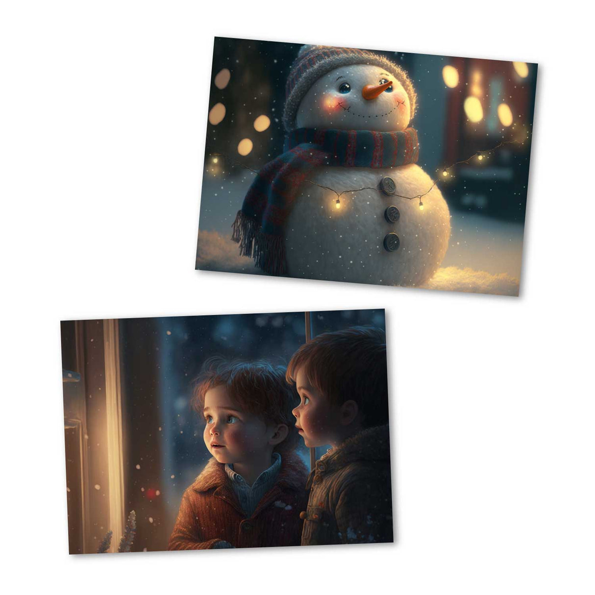 Winter card set - gift cards for children in a set (10 cards) | Pixar Style Christmas Cards | poison | Folded card or postcards (VOL2)