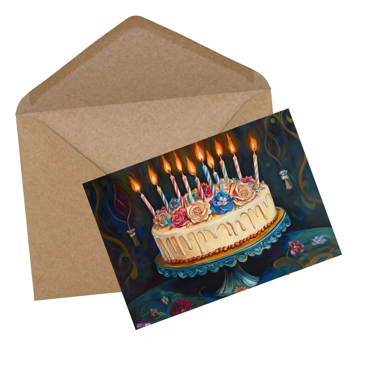 Geburtstagskarten Set mit Kuchen und Katzen – 12 bunte Grußkarten im A6 Format