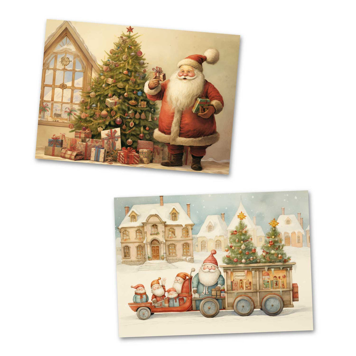 Weihnachten Kinder und Santa Karten Set (10 Karten) | Märchenhafte Weihnachten | Geschenk | kinderbuch Zeichnungen Santa Clause Weihnachten