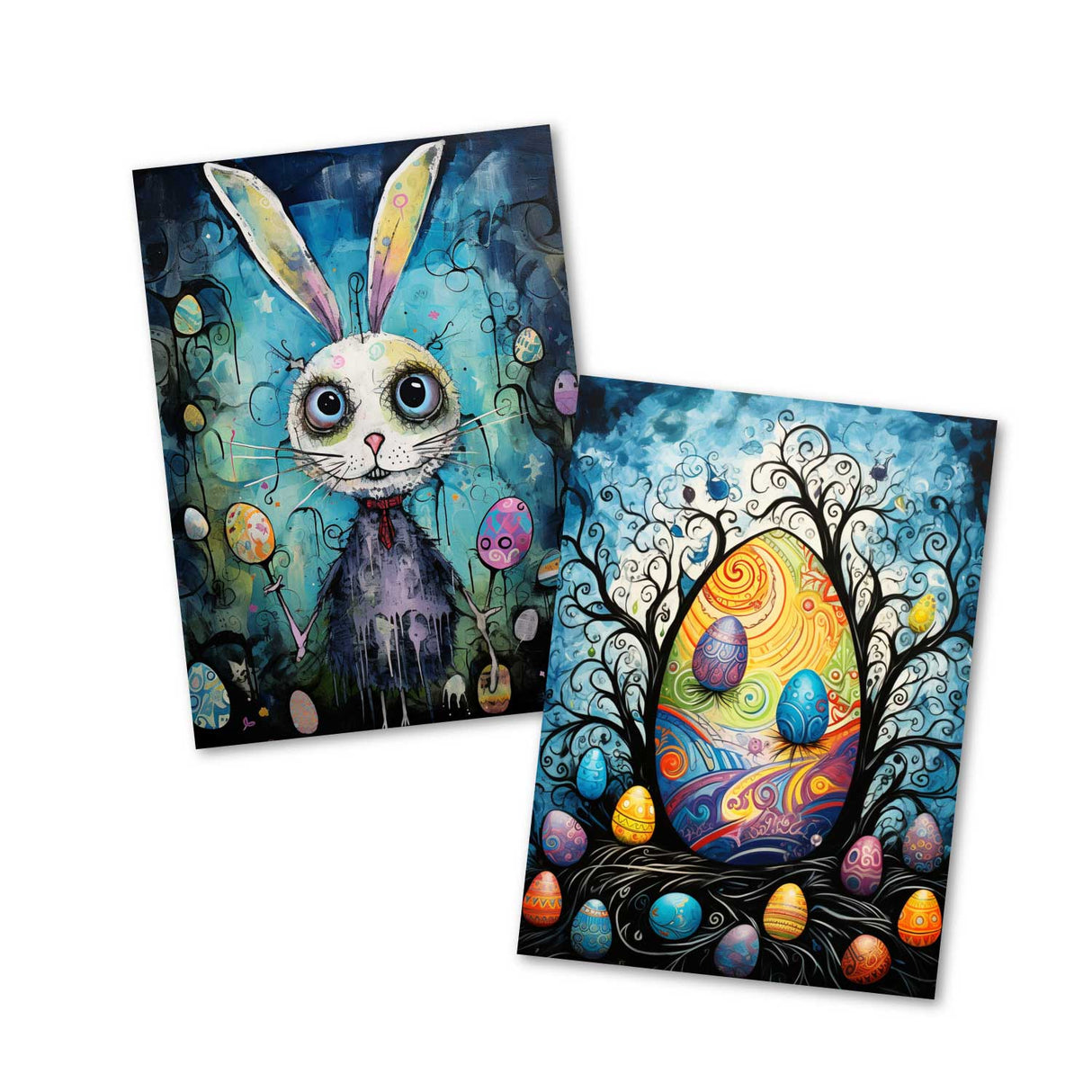 Ostern: Schaurig schöne Oster Grußkarten Set (10 Karten) | Kunstvolle grusselige Osterkarten | Karte mit Grußbotschaft | Tim Burton Style