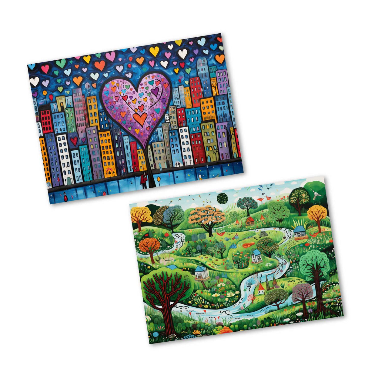 12 Kunstvolle Kollagen I Geburtstagskarten Postkarten A6 Set (10 Cards) Kollagen Stil I Karten zum Geburtstag Klappkarten für Glückwünsche I Happy Birthday