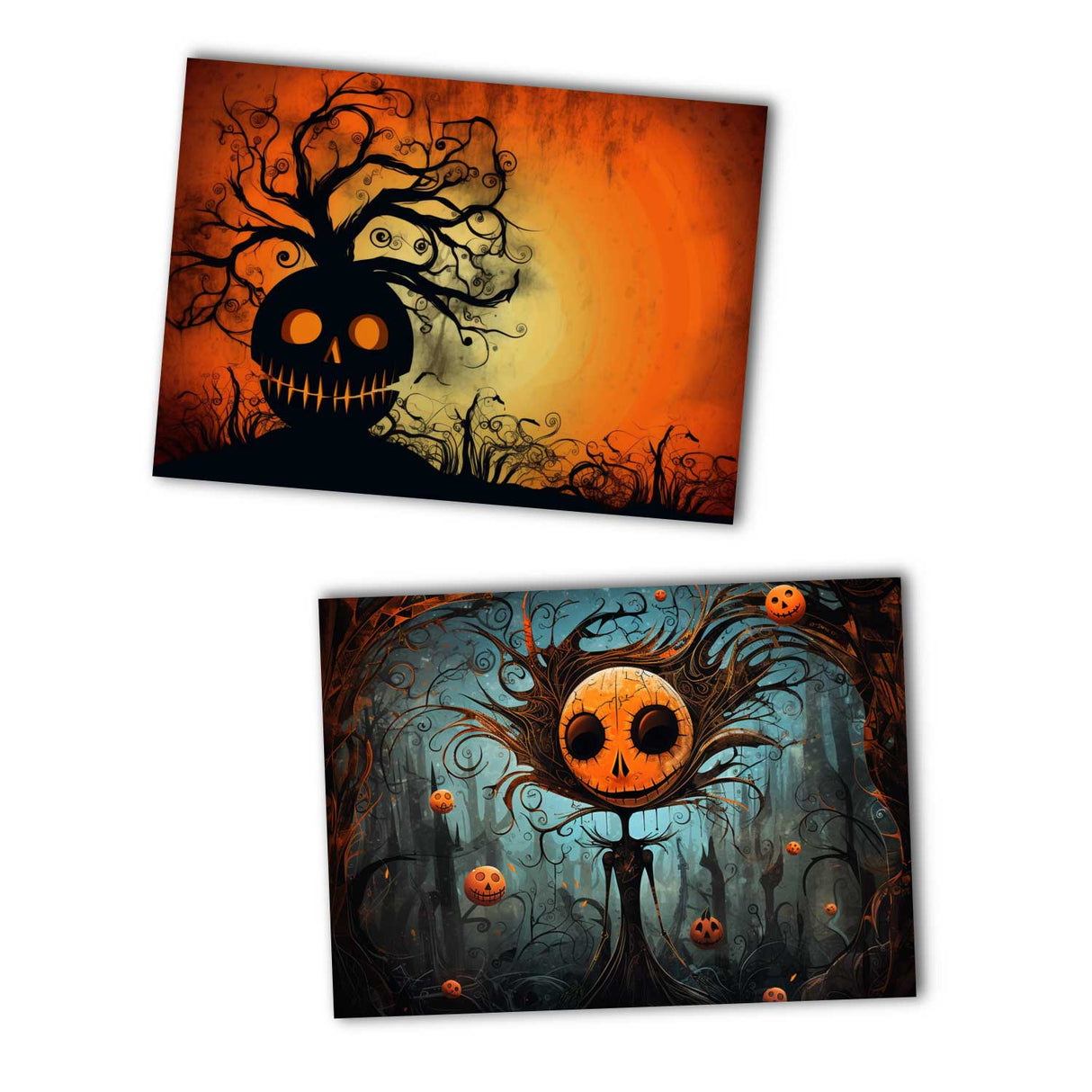 Halloween Grußkarten Set V3 (10 Karten) | Kunstvolle Halloween Karten