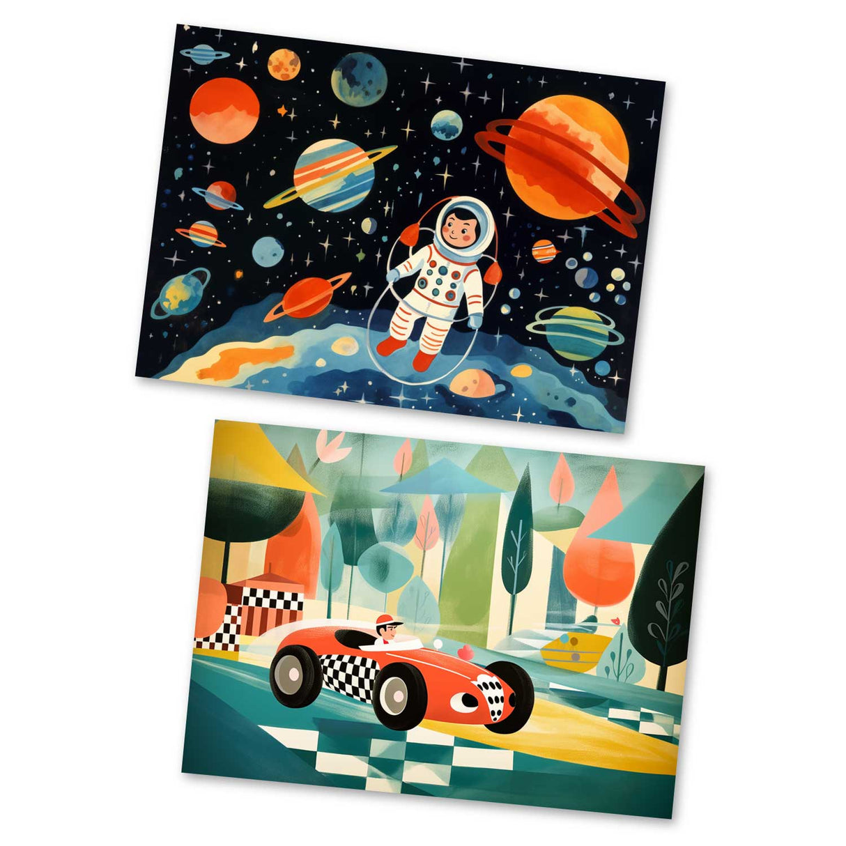 Kinder Geburtstags und Einladungskarten Set (15 Karten) | Märchenhafte Motive | Geschenk | für Jungen und Mädchen