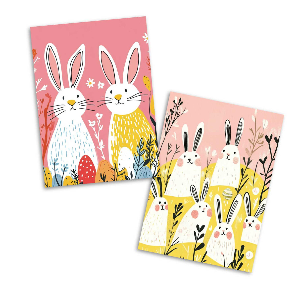 Lustige Osterhasen Karten Set (12 Karten) | Grußkarten zu Ostern| Funny Bunny | Karte mit Grußbotschaft