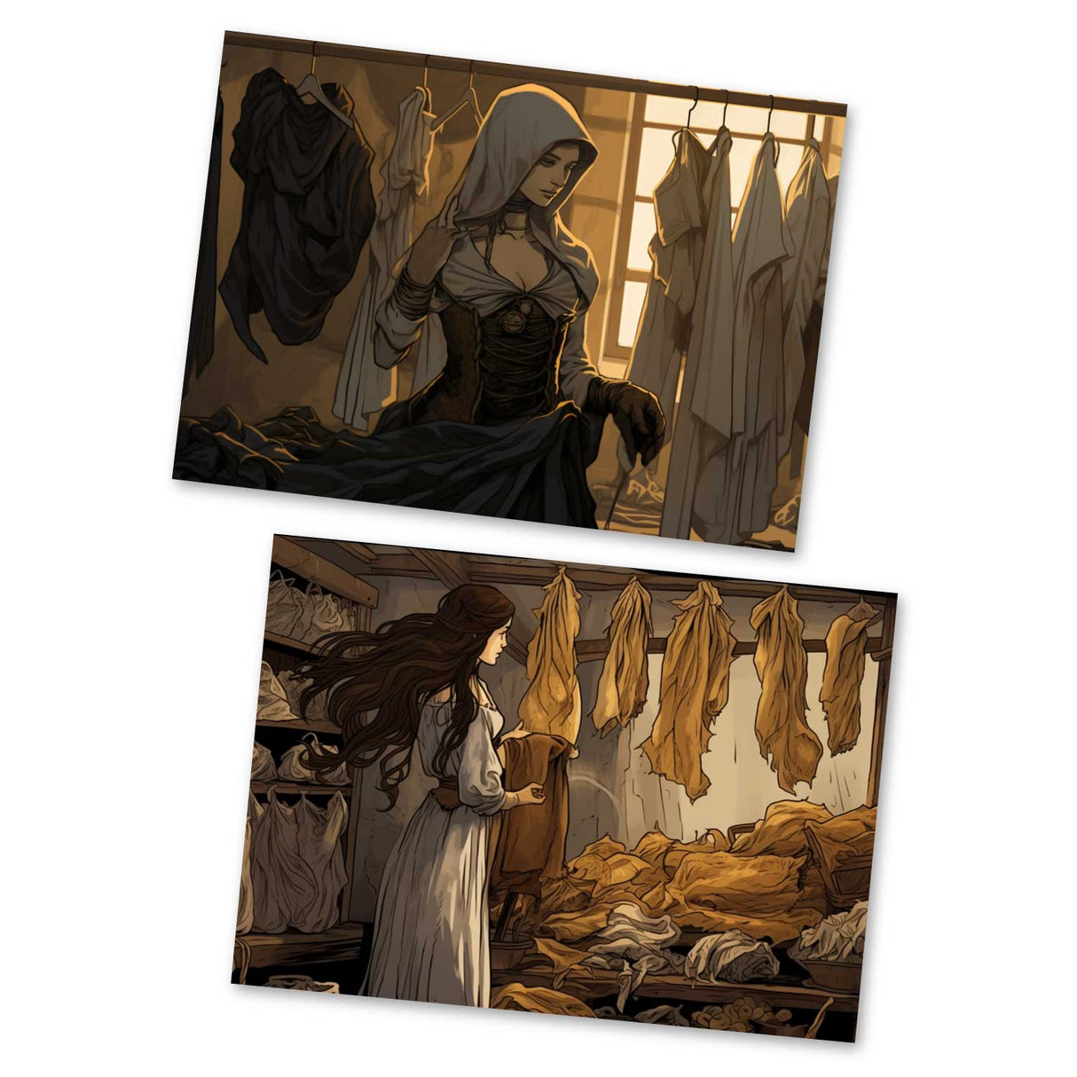 Die drei Spinnerinnen Karten Set A6 (15 Cards) Illustriertes Märchen I von den Gebrüdern Grimm im Original als kunstvolles Set