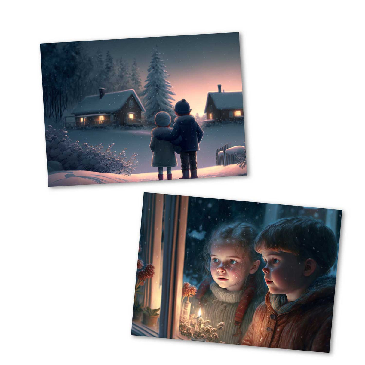 Winter card set - gift cards for children in a set (10 cards) | Pixar Style Christmas Cards | poison | Folded card or postcards (VOL2)